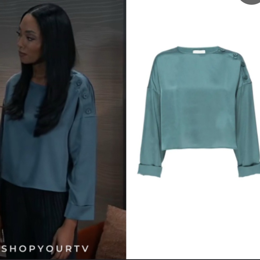NWT $268 Brochu Walker The Dallas Blouse Alpine Teal Top Size XS ** read